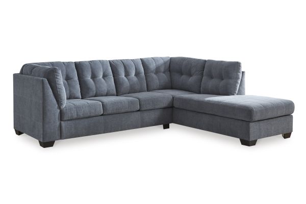 Milo Blue 2-Piece Sectional with Right Arm Facing Chaise
