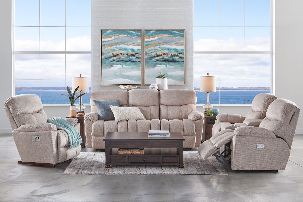 Morrison Sand Dual Power Reclining Console Loveseat by La-Z-Boy 3