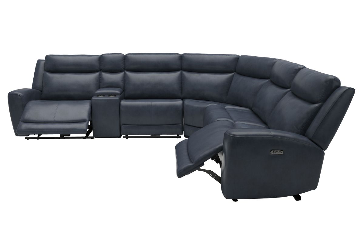 Scorpio Blue 6-Piece Leather Dual Power Reclining Sectional 8