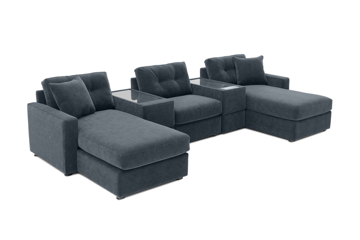 ModularOne Navy 5-Piece Sectional with Dual Chaises 5