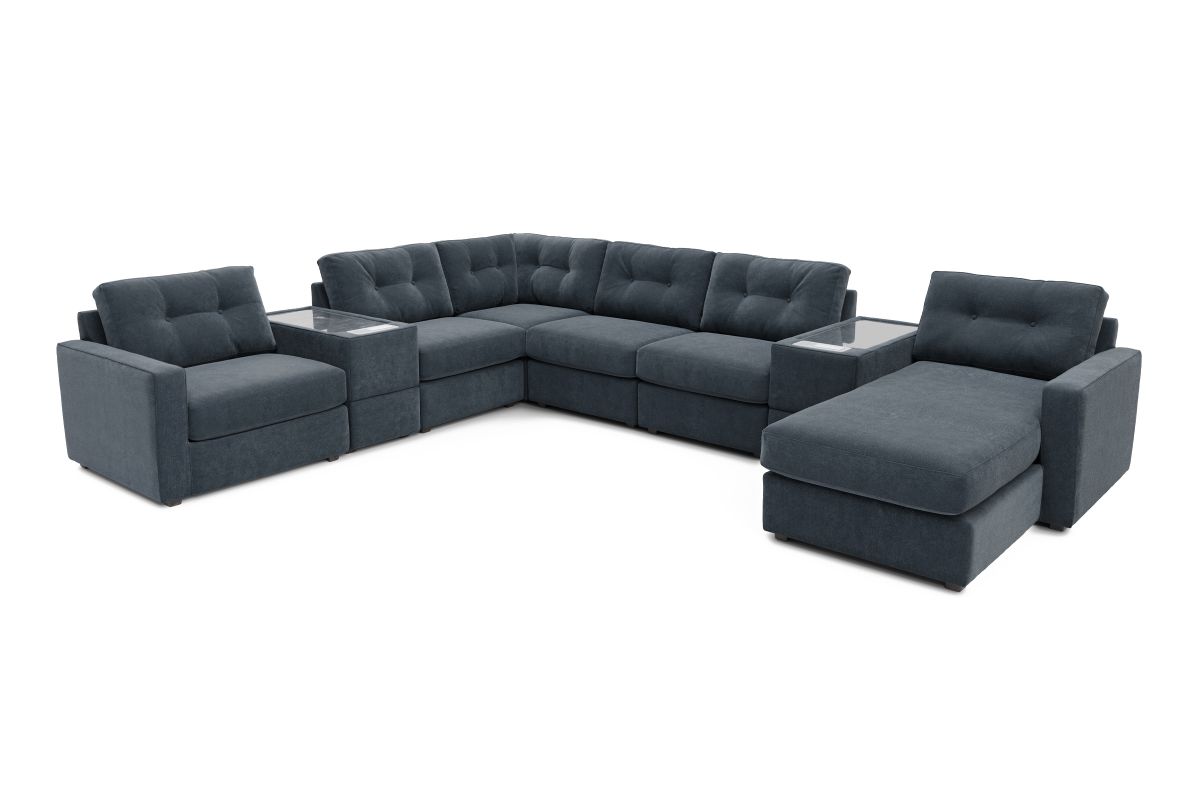 ModularOne Navy 8-Piece Sectional with E-Console & Right Arm Facing Chaise 4