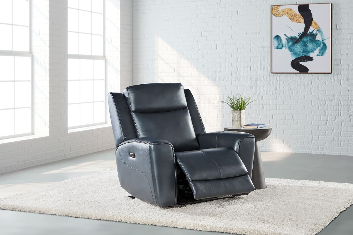 Scorpio Blue Dual Power Leather Recliner  2