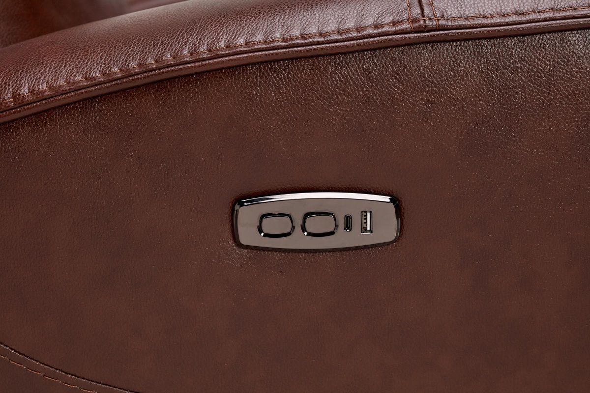 Scorpio Brown Dual Power Leather Recliner 5