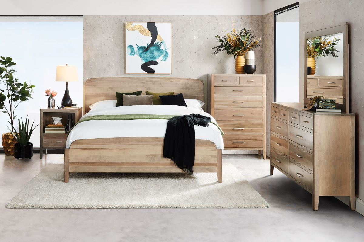 Brighton Maple Pebble Stone King Bed 4