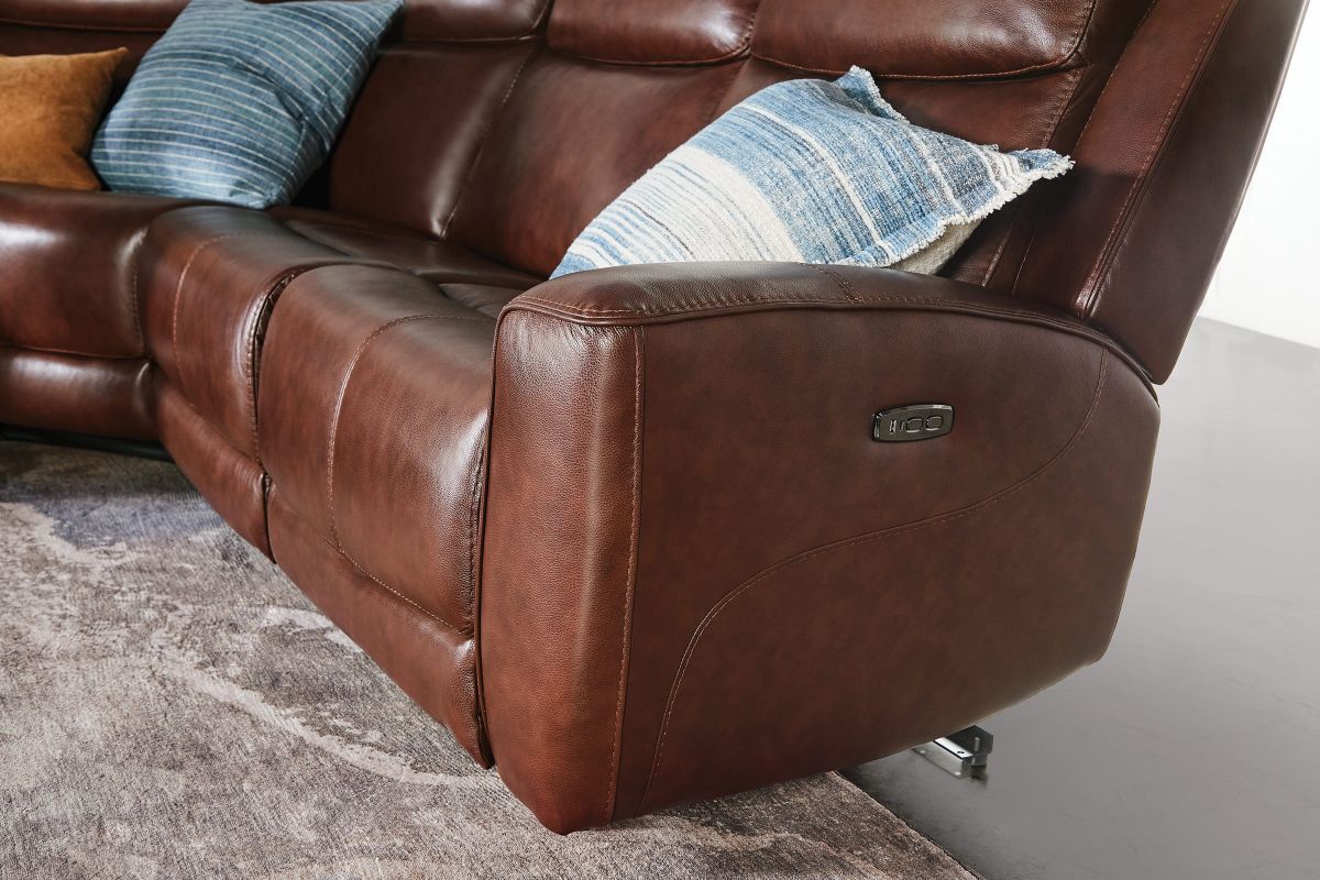 Scorpio Brown 7-Piece Leather Dual Power Reclining Sectional 14