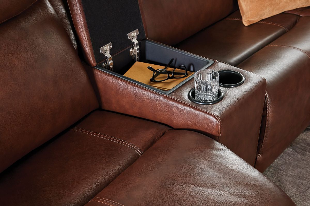 Scorpio Brown 7-Piece Leather Dual Power Reclining Sectional 12