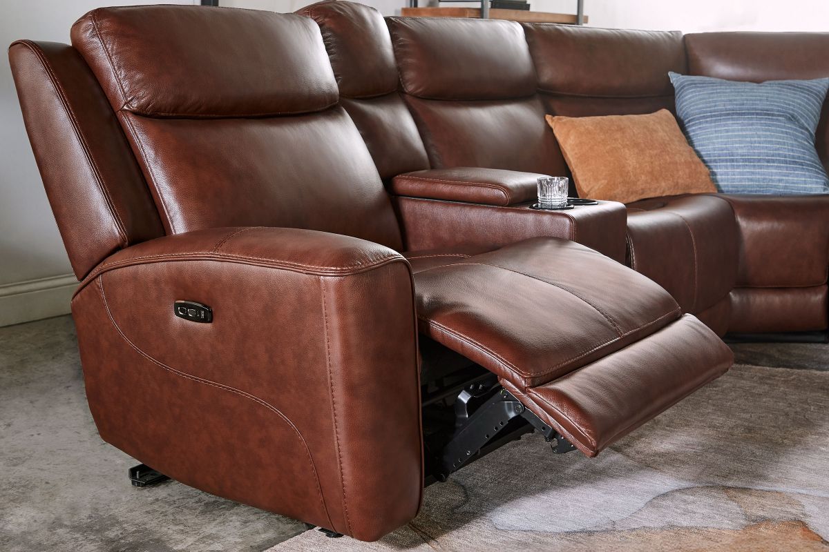 Scorpio Brown 7-Piece Leather Dual Power Reclining Sectional 13