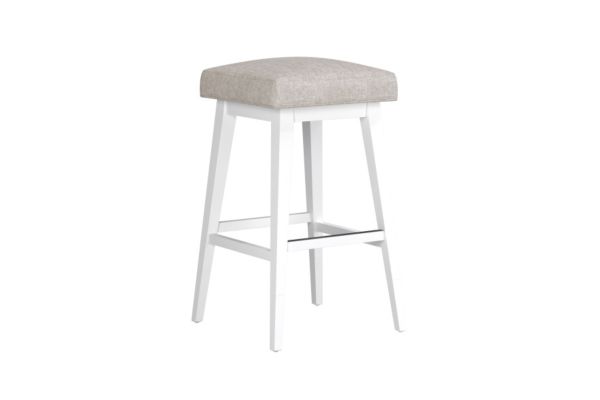 Backless Oatmeal Seat with White Adjustable Swivel Base 