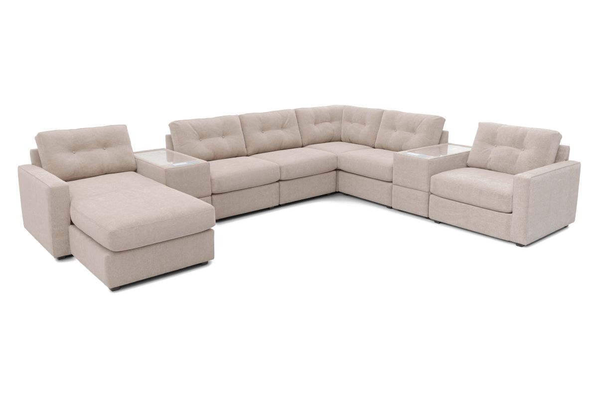 ModularOne Stone 8-Piece Sectional with E-Console & Left Arm Facing Chaise 3