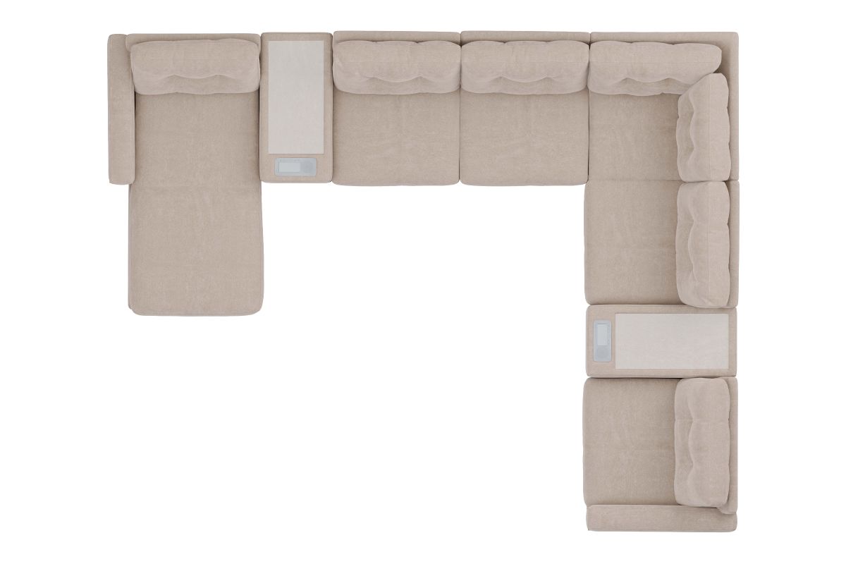 ModularOne Stone 8-Piece Sectional with E-Console & Left Arm Facing Chaise 9