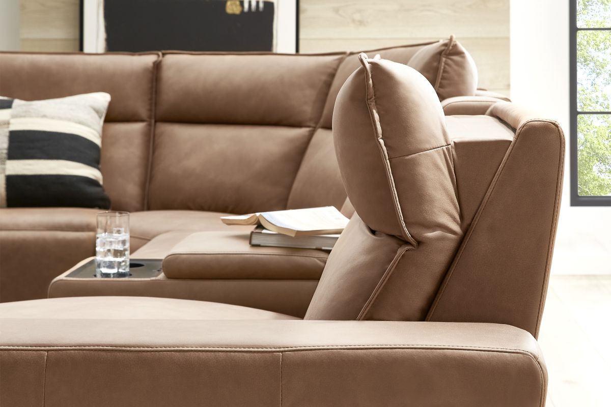 ModularTwo Brown 6-Piece Dual Power Reclining Sectional with Right Arm Facing Chaise + 1 E-Console 7