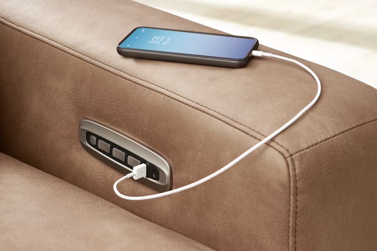 ModularTwo Brown 6-Piece Dual Power Reclining Sectional with Left Arm Facing Chaise + 1 E-Console 8