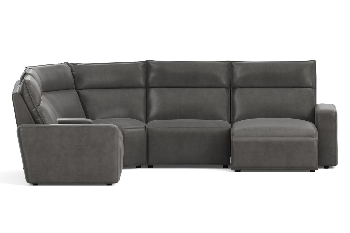 ModularTwo Grey 6-Piece Dual Power Reclining Sectional with Right Arm Facing Chaise + 1 E-Console 8