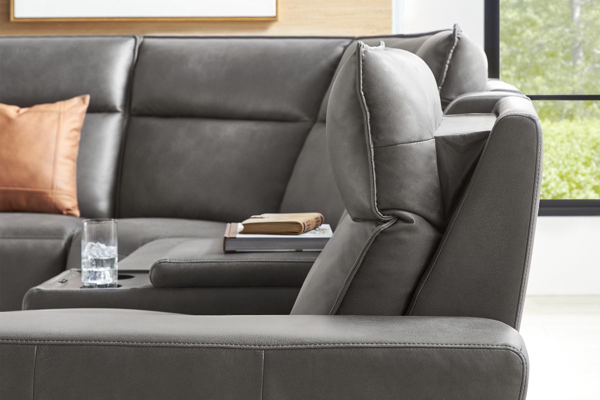 ModularTwo Grey 5-Piece Dual Power Reclining Chaise Sectional with Armless Recliner 6