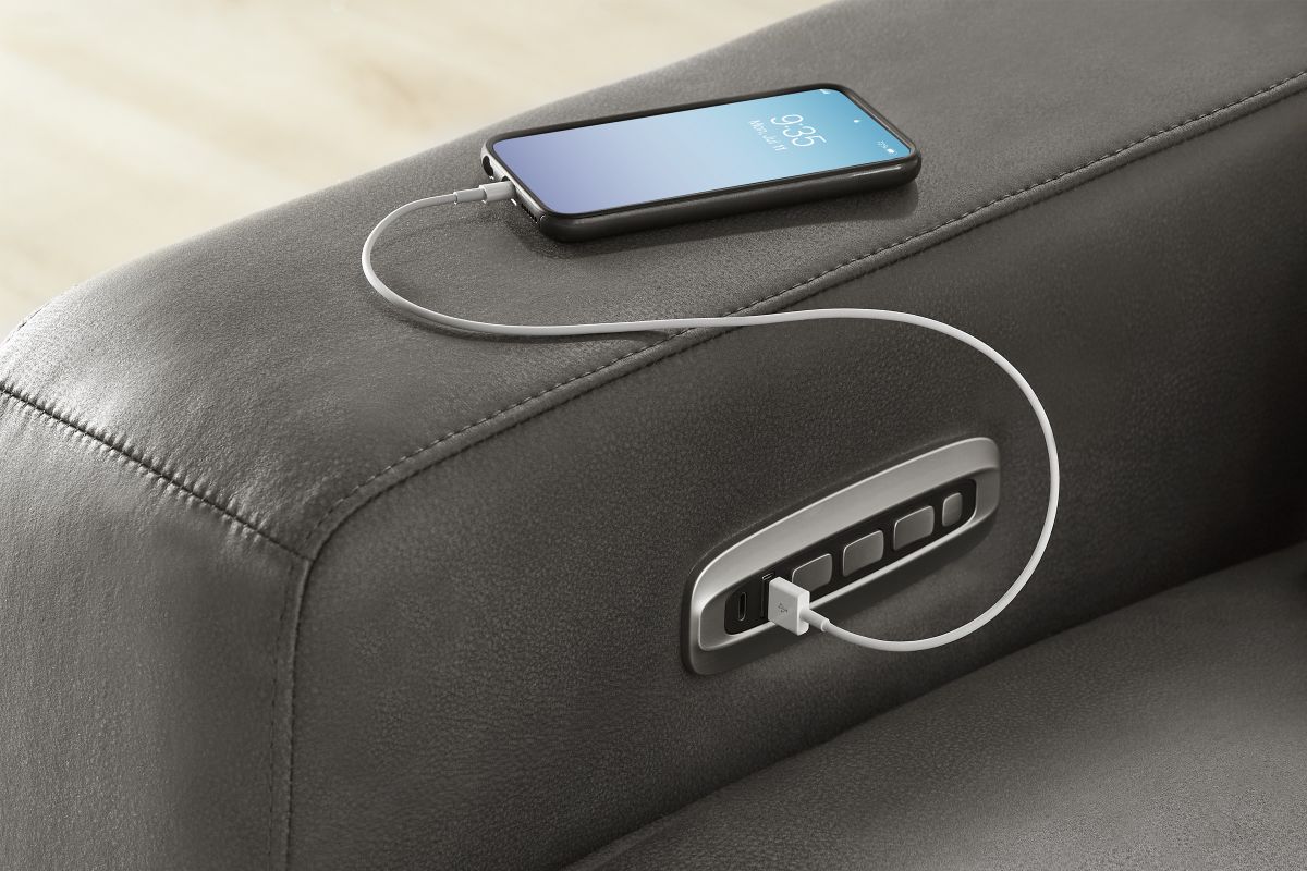 ModularTwo Grey 5-Piece Dual Power Reclining Chaise Sectional with Armless Recliner 9