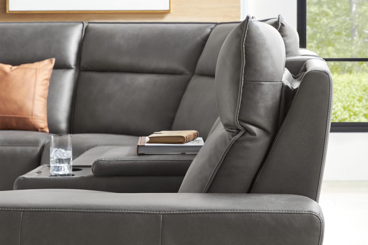 ModularTwo Grey Dual Power Reclining Console Loveseat with E-Console 5
