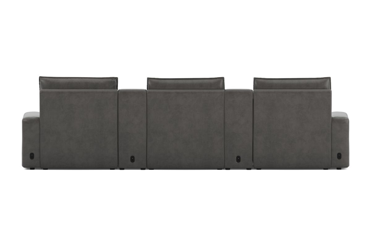 ModularTwo Grey 5-Piece Dual Power Chaise Sectional with Armless Chair 11