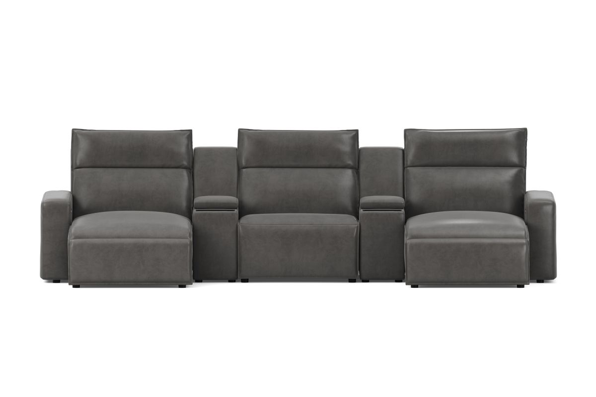 ModularTwo Grey 5-Piece Dual Power Chaise Sectional with Armless Chair 2