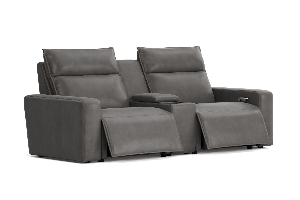 ModularTwo Grey Dual Power Reclining Console Loveseat with E-Console 3