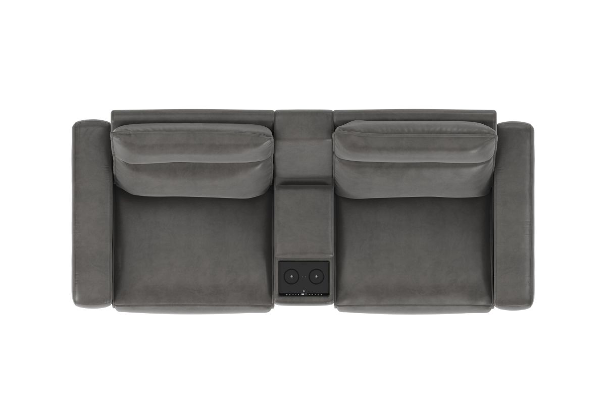 ModularTwo Grey Dual Power Reclining Console Loveseat with E-Console 9