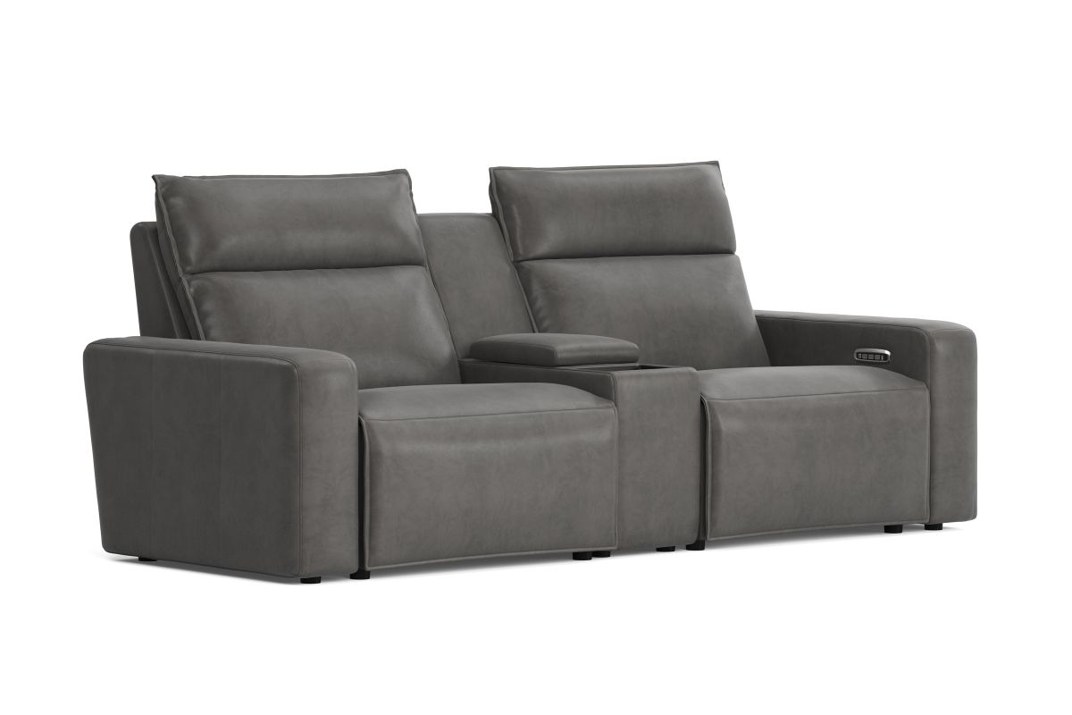 ModularTwo Grey Dual Power Reclining Console Loveseat with E-Console 4