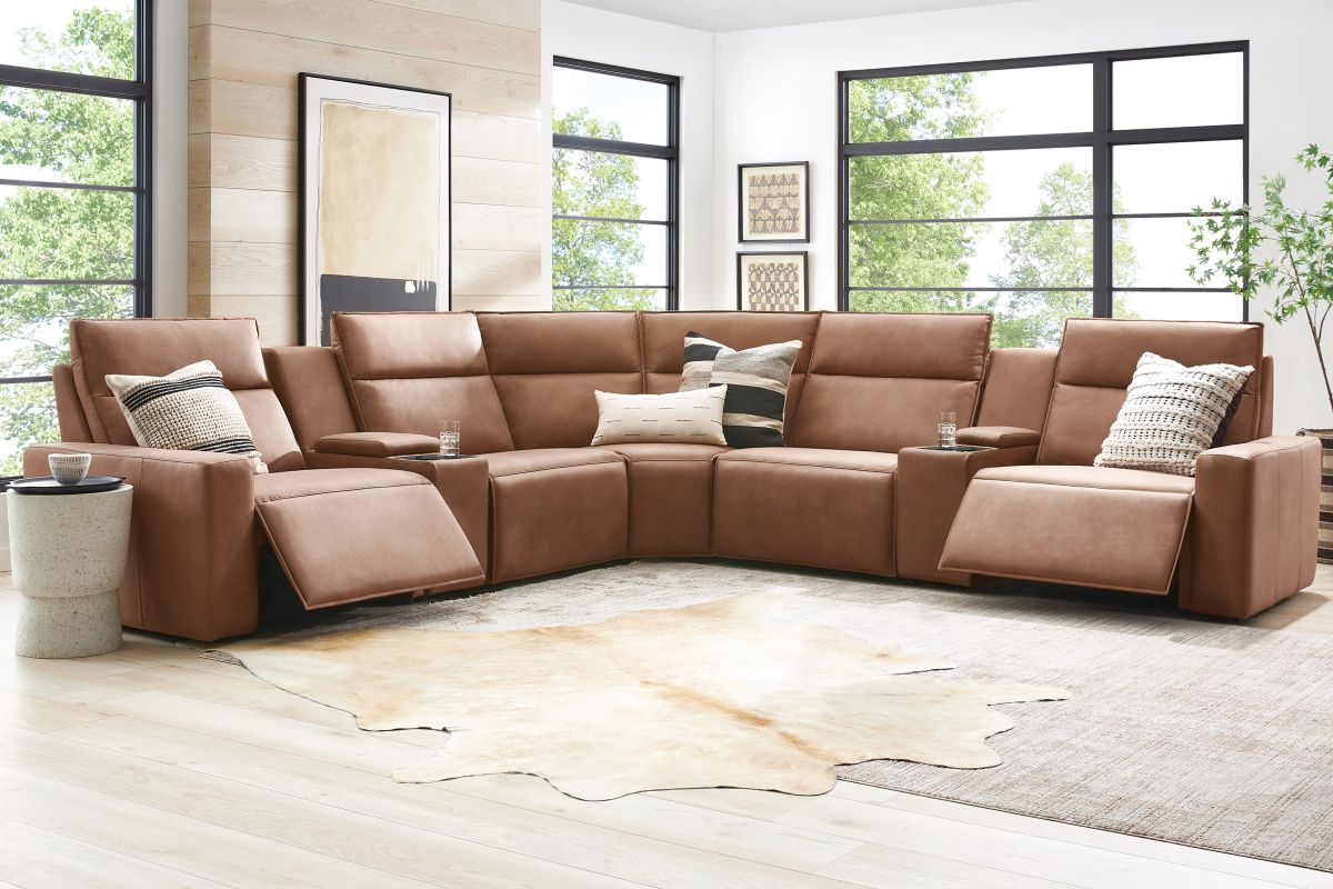 ModularTwo Brown 7-Piece Dual Power Reclining Sectional 5