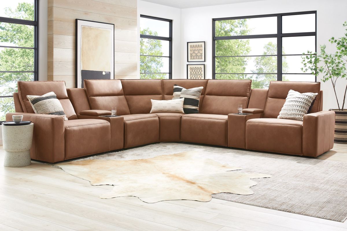 ModularTwo Brown 7-Piece Dual Power Reclining Sectional 4