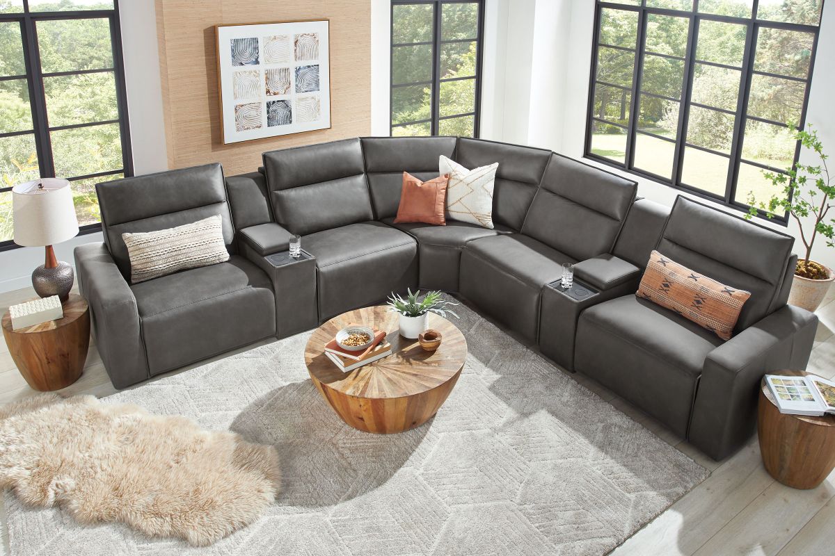 ModularTwo Grey 7-Piece Dual Power Reclining Sectional 13