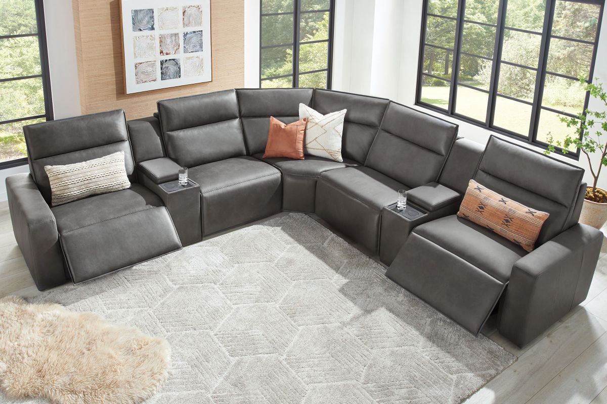 ModularTwo Grey 7-Piece Dual Power Reclining Sectional 15