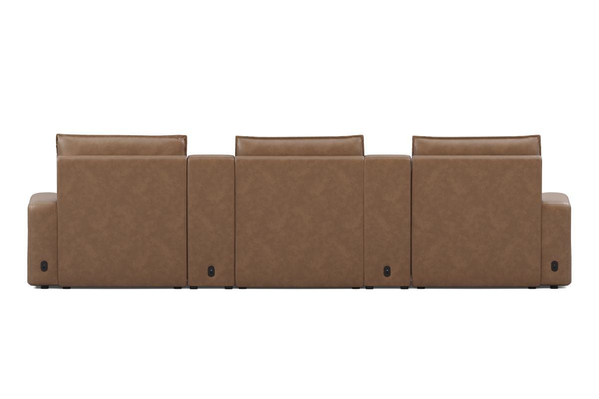 ModularTwo Brown 5-Piece Dual Power Reclining Chaise Sectional with Armless Recliner 11