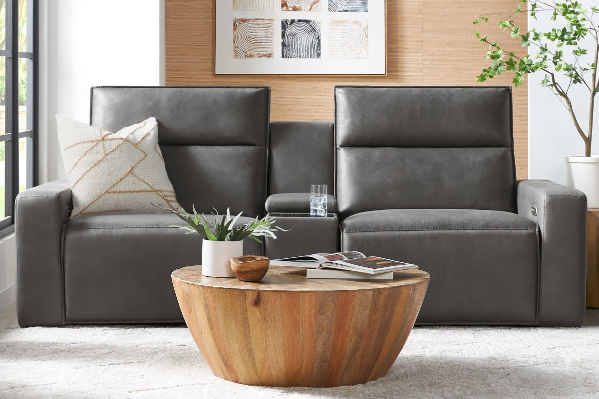 ModularTwo Grey Dual Power Reclining Console Loveseat with E-Console 2