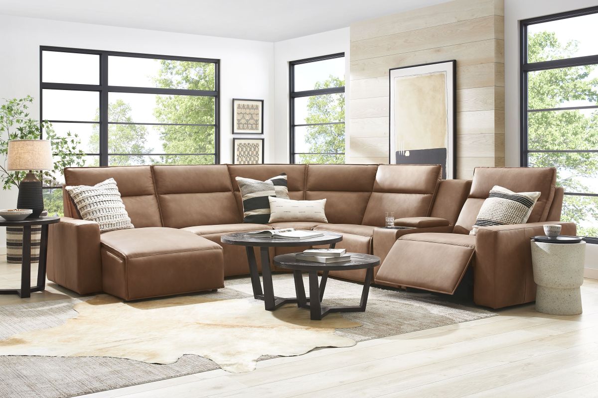 ModularTwo Brown 6-Piece Dual Power Reclining Sectional with Left Arm Facing Chaise + 1 E-Console 11