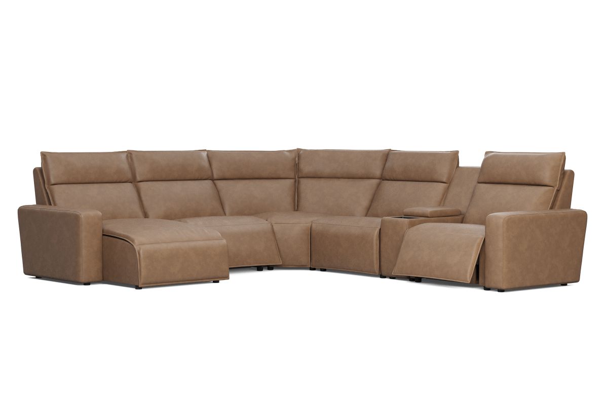 ModularTwo Brown 6-Piece Dual Power Reclining Sectional with Left Arm Facing Chaise + 1 E-Console 4