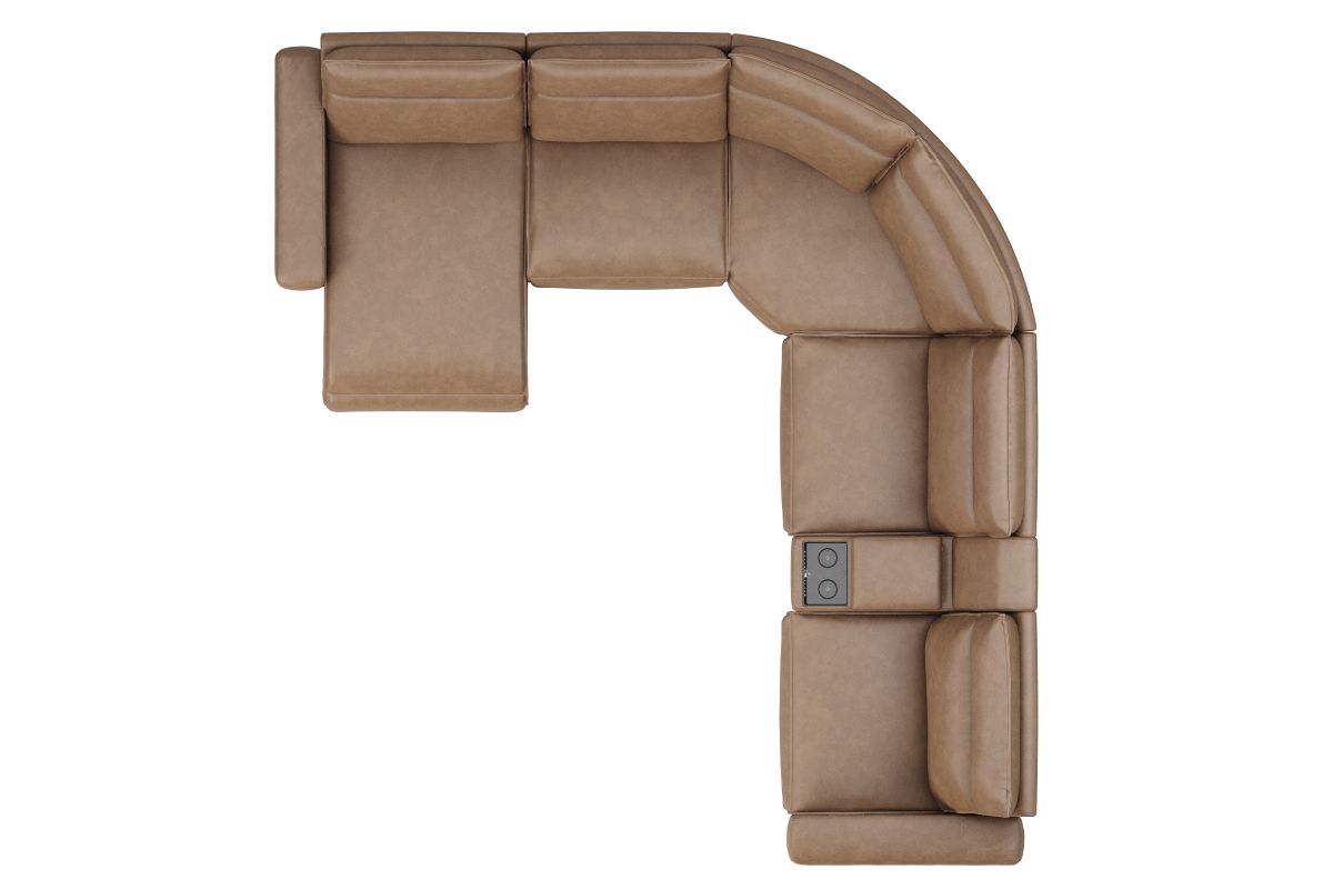 ModularTwo Brown 6-Piece Dual Power Reclining Sectional with Left Arm Facing Chaise + 1 E-Console 13