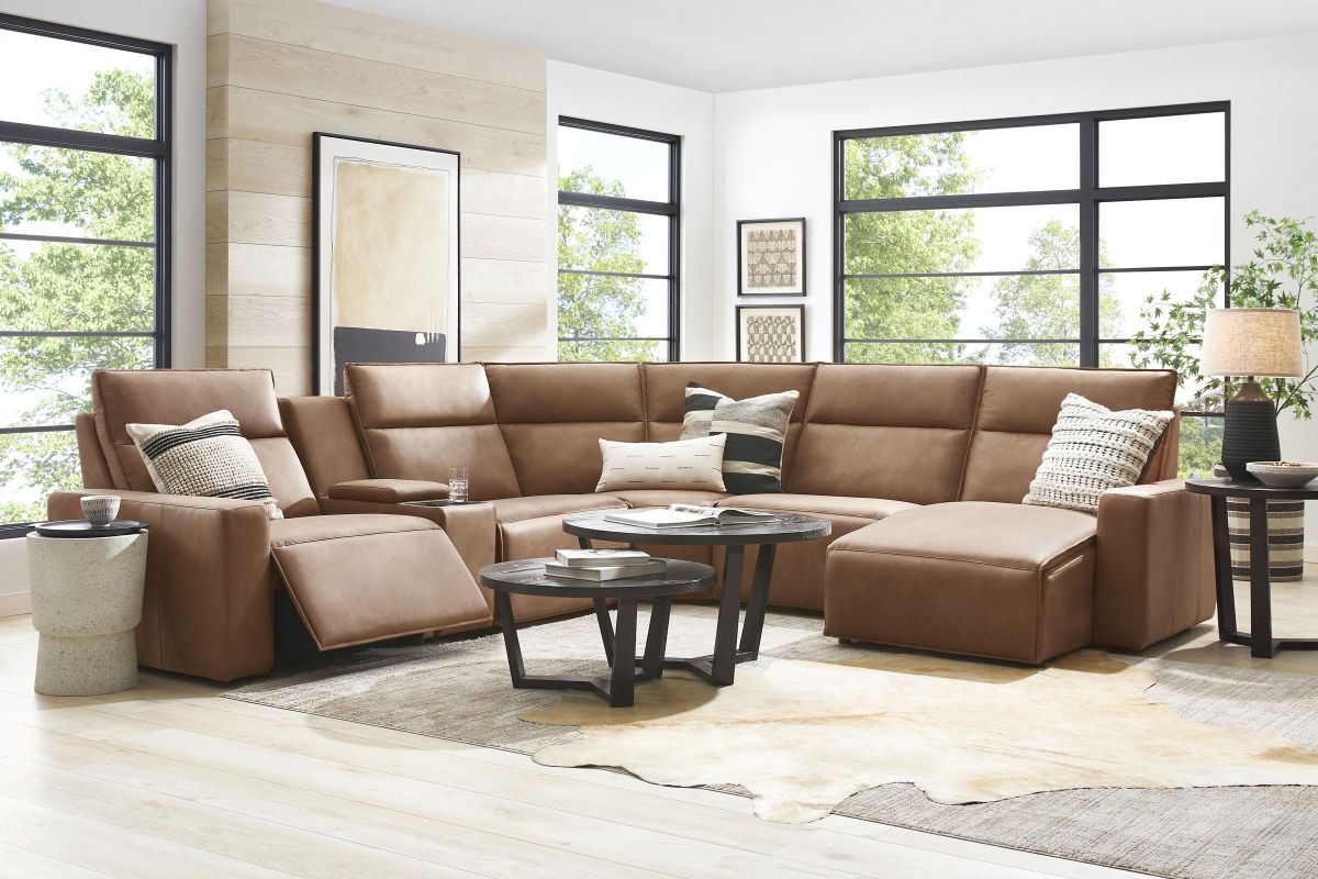 ModularTwo Brown 6-Piece Dual Power Reclining Sectional with Right Arm Facing Chaise + 1 E-Console 11