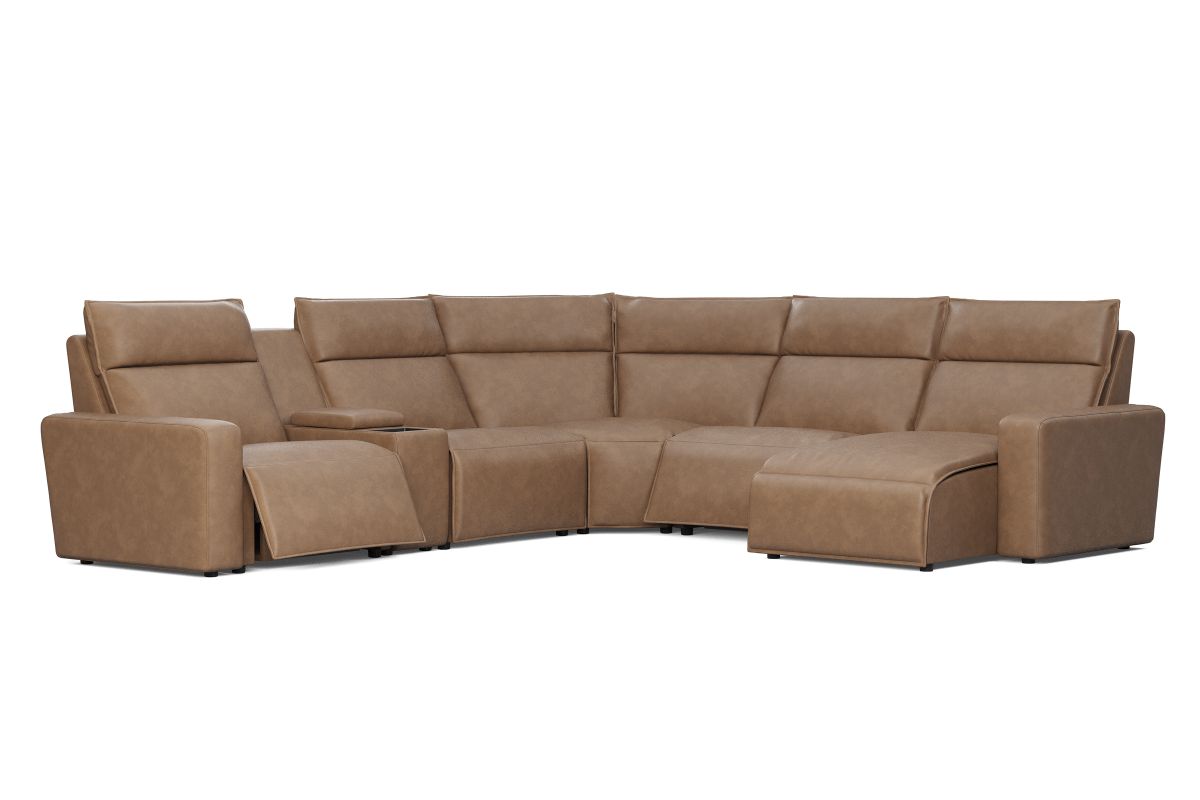 ModularTwo Brown 6-Piece Dual Power Reclining Sectional with Right Arm Facing Chaise + 1 E-Console 4