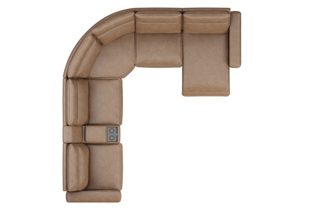 ModularTwo Brown 6-Piece Dual Power Reclining Sectional with Right Arm Facing Chaise + 1 E-Console 13