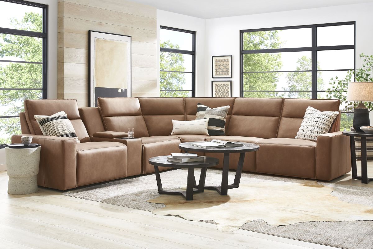 ModularTwo Brown 6-Piece Dual Power Reclining Sectional 16