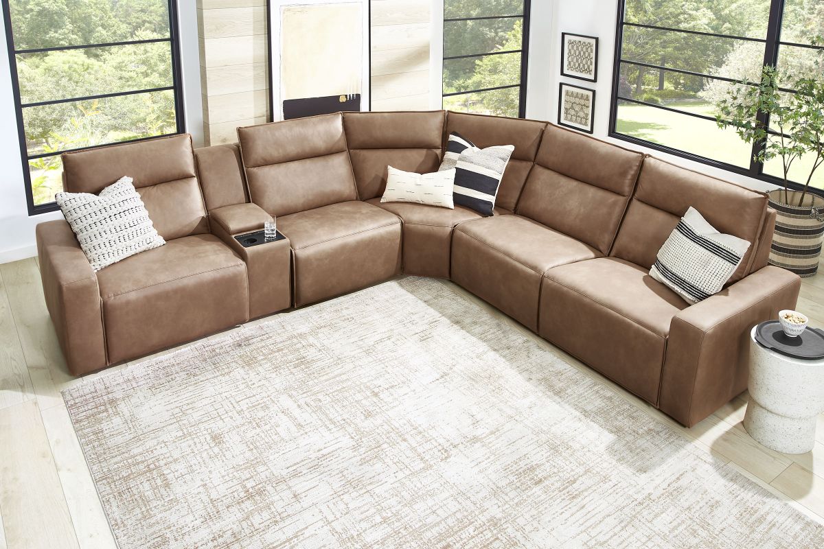 ModularTwo Brown 6-Piece Dual Power Reclining Sectional 7