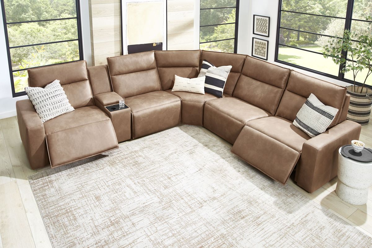 ModularTwo Brown 6-Piece Dual Power Reclining Sectional 8