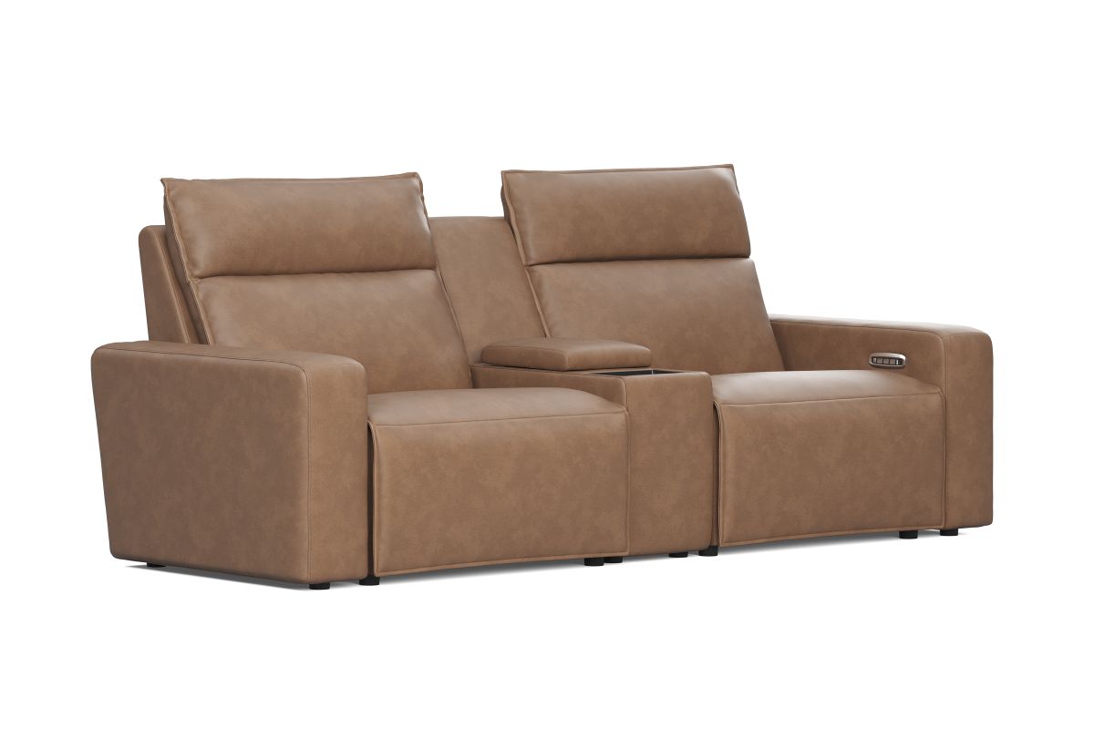 ModularTwo Brown Dual Power Reclining Console Loveseat 2