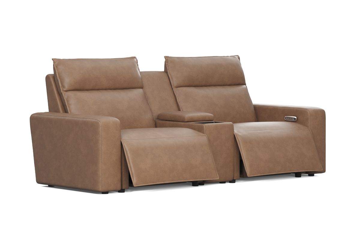 ModularTwo Brown Dual Power Reclining Console Loveseat 4