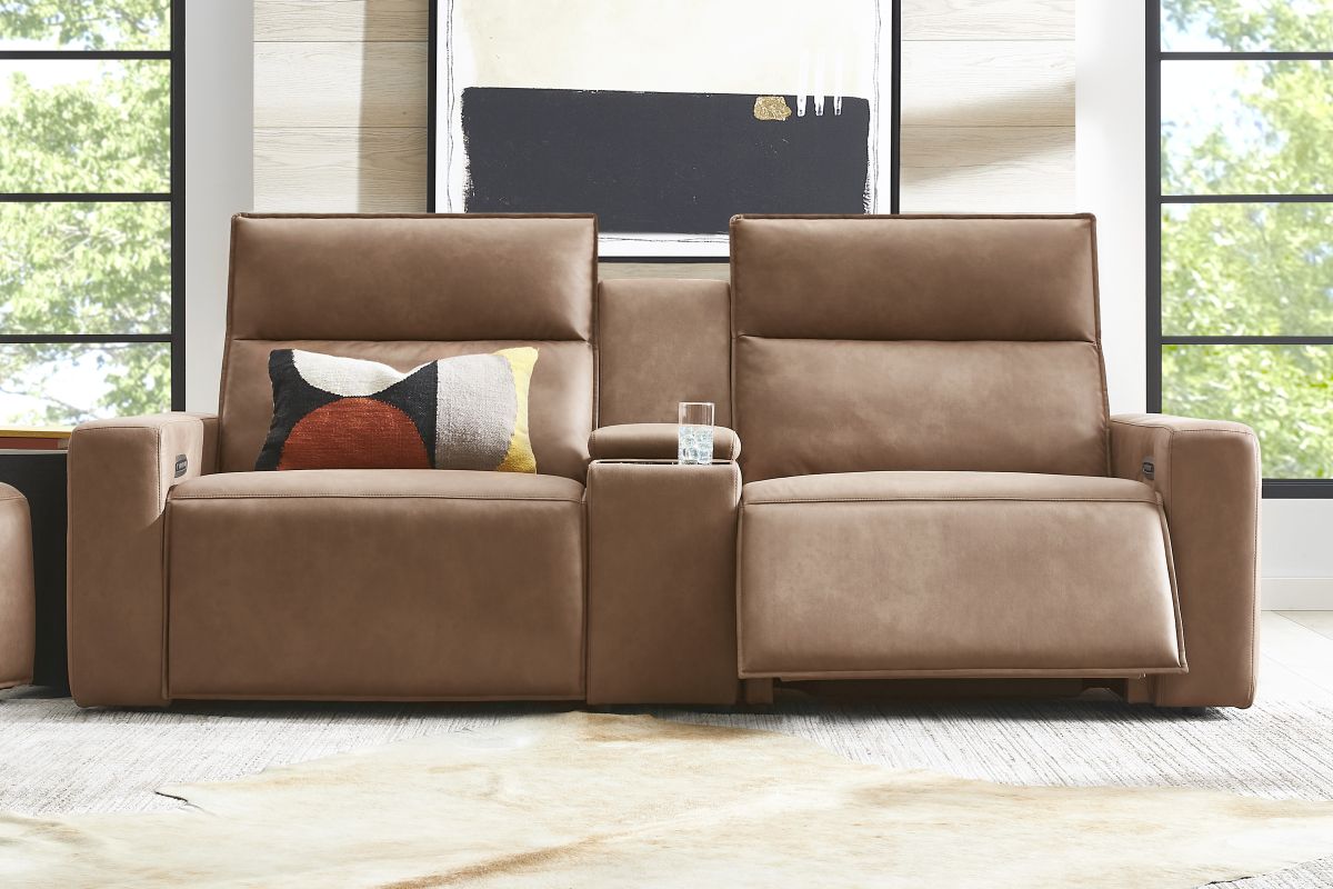 ModularTwo Brown Dual Power Reclining Console Loveseat 14