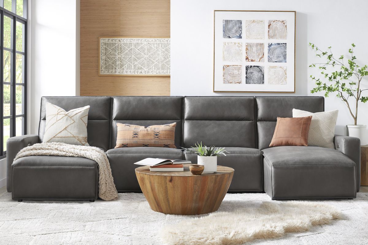 ModularTwo Grey 4-Piece Dual Chaise Sectional 2