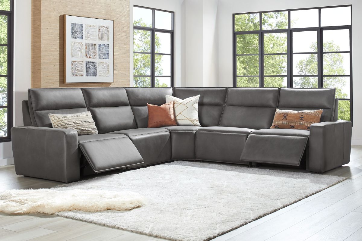 ModularTwo Grey 5-Piece Dual Power Reclining Sectional 7