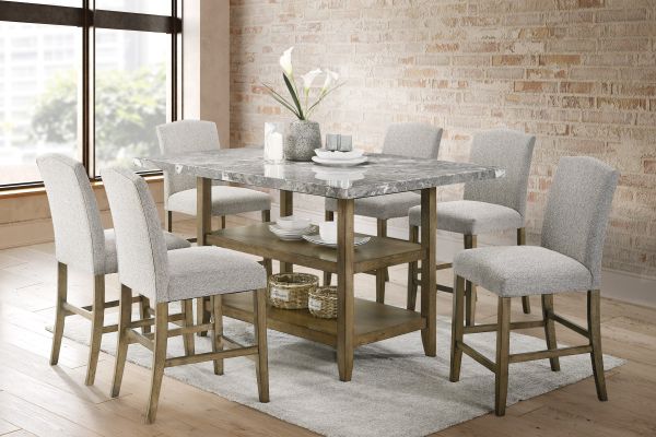 Dakota Counter Table + 6 Counter Chairs 