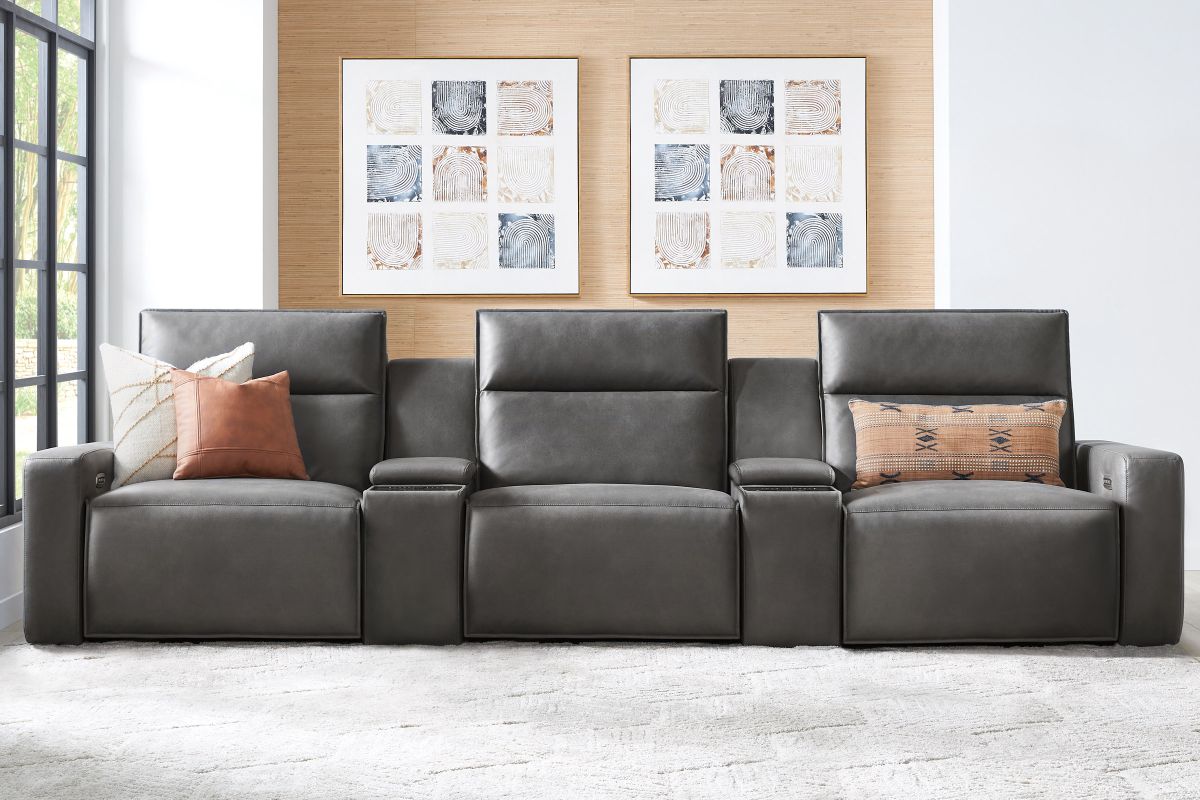 ModularTwo Grey 5-Piece Dual Power Reclining Sofa with Armless Recliner 8