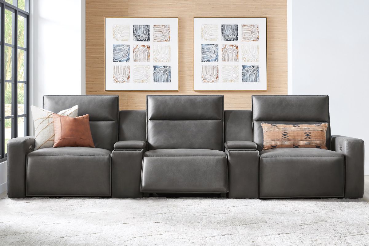ModularTwo Grey 5-Piece Dual Power Reclining Sofa with Armless Recliner 2
