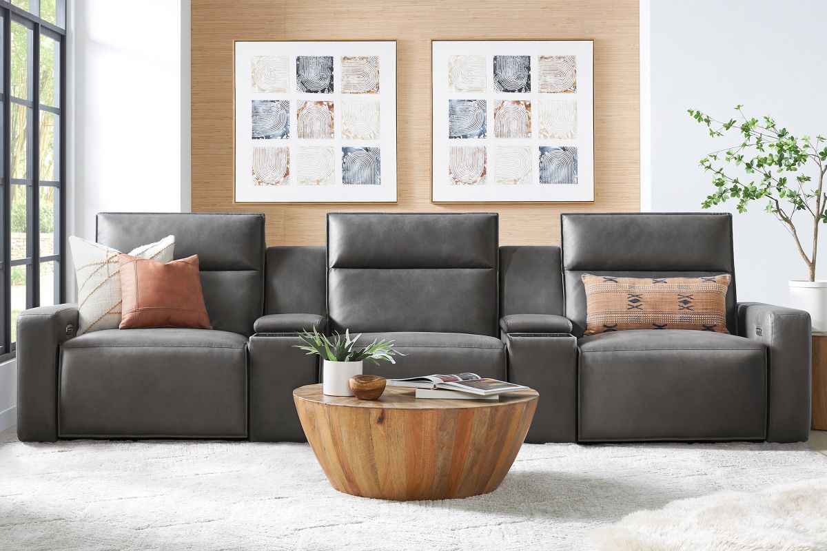 ModularTwo Grey 5-Piece Dual Power Reclining Sofa with Armless Chair 2