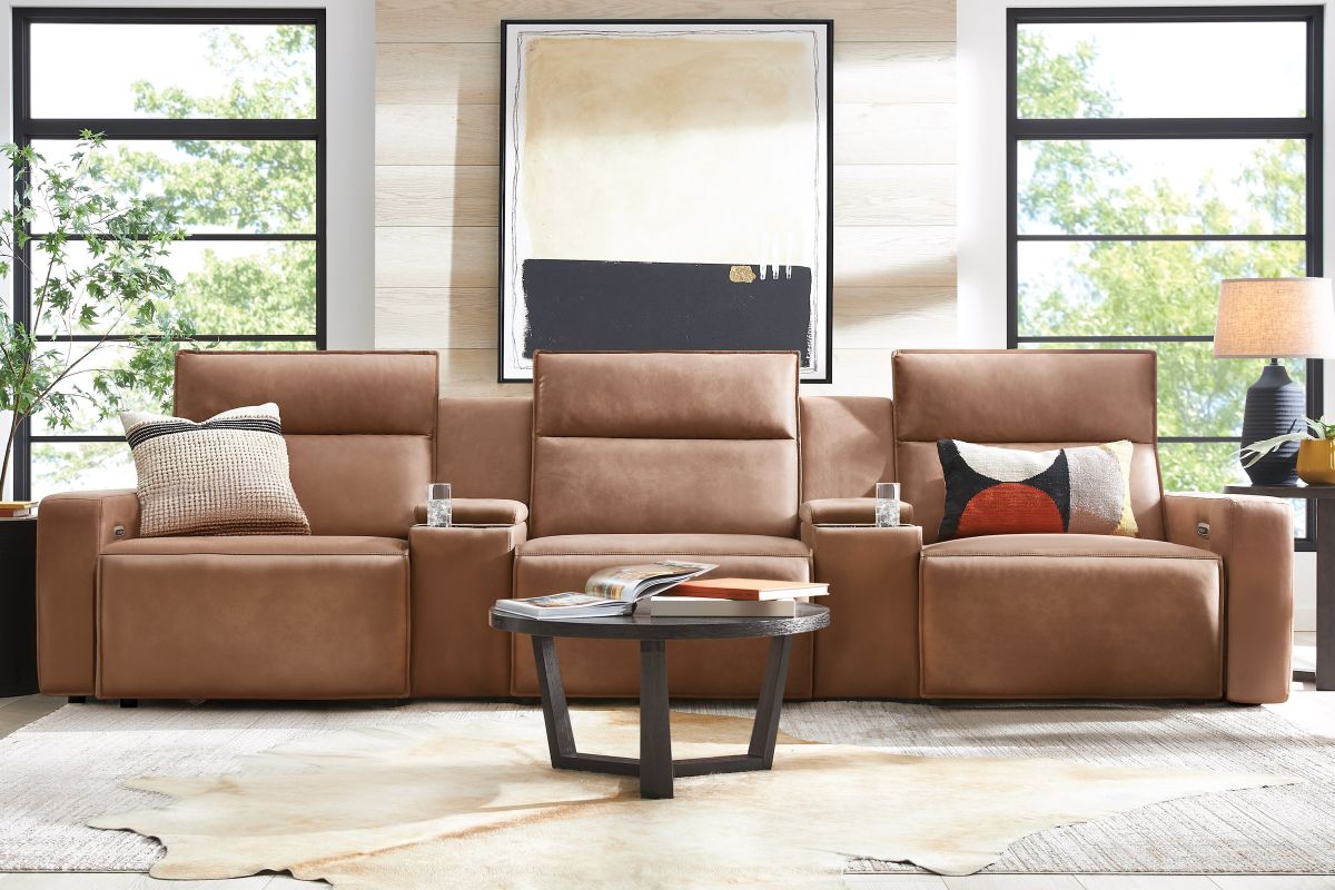 ModularTwo Brown 5-Piece Dual Power Reclining Sofa with Armless Chair 6